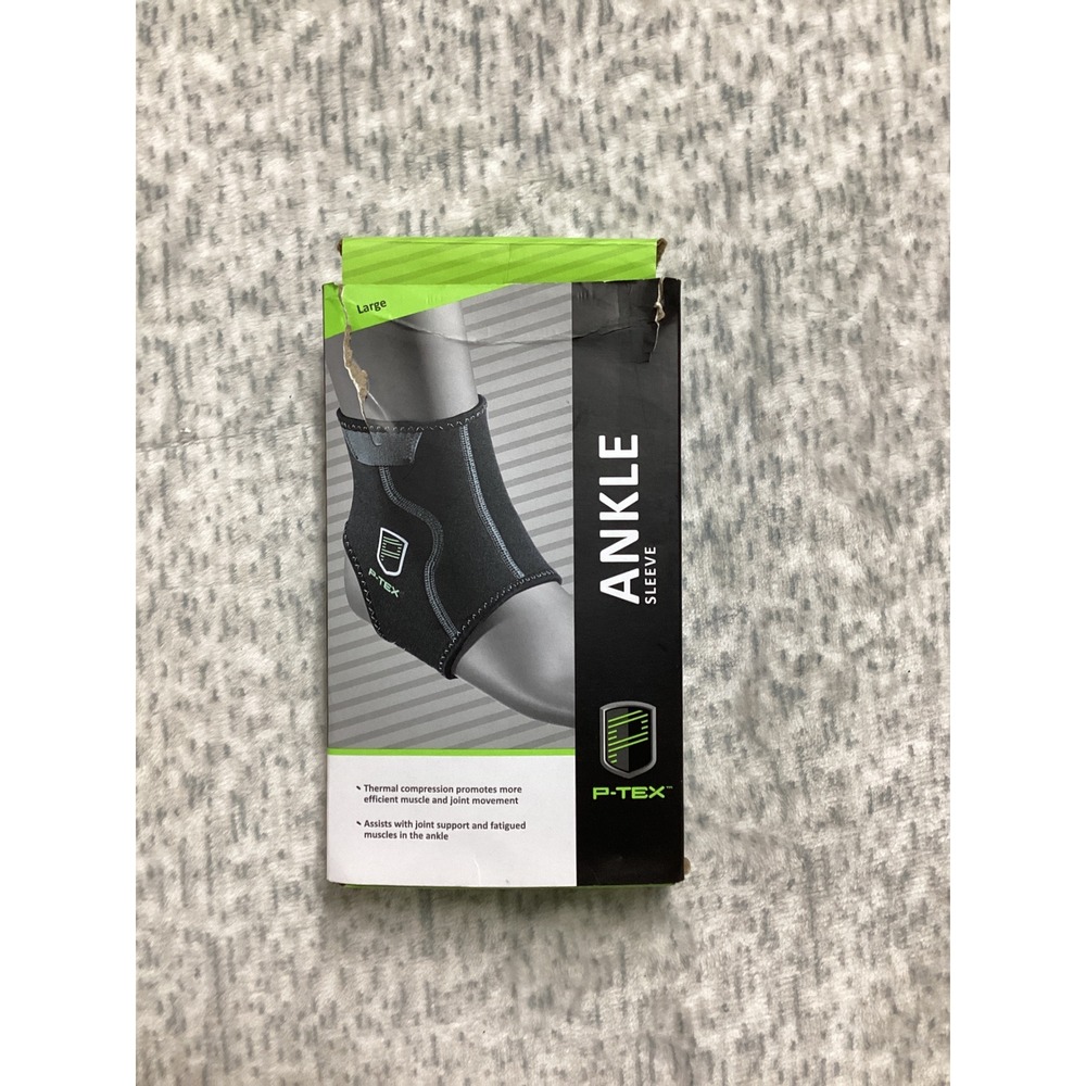 P-TEX Ankle Sleeve Large Black Thermal Compression Joint Support P-TEXA100